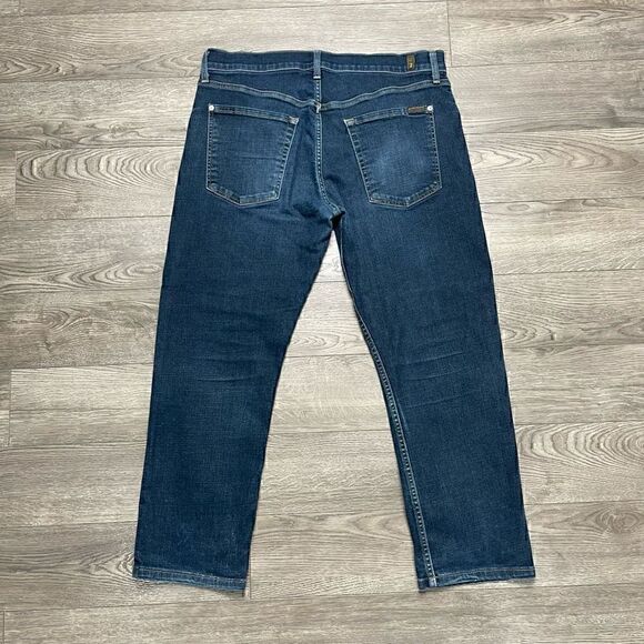 7 For All Mankind Jeans Mens 36x27 Blue The Straight Dark Wash Denim - Picture 5 of 11